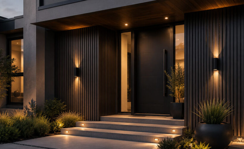 Modern Entrance with WPC Fluted Panels