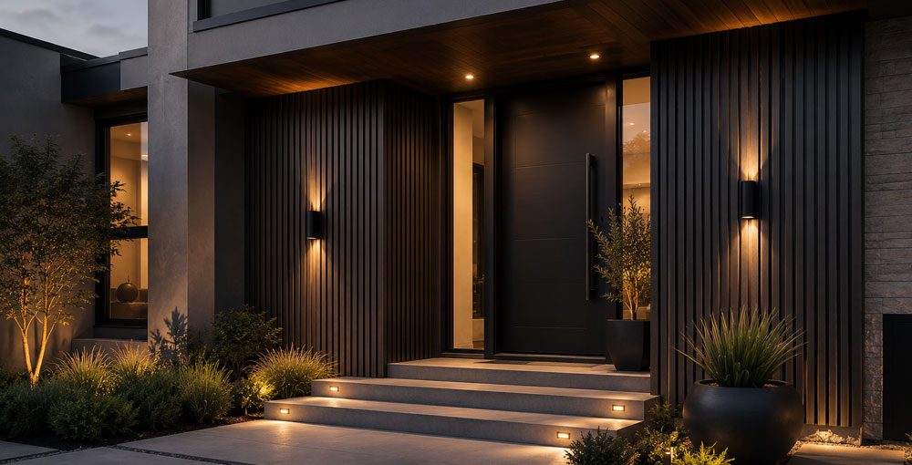 Modern Entrance with WPC Fluted Panels